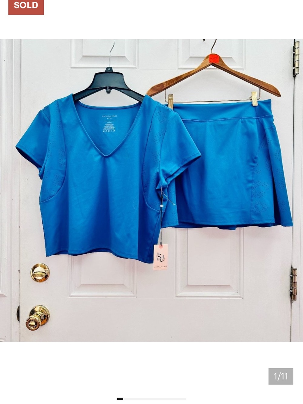 Bright Blue V-Neck Short Sleeve Top with Coordinating Skort